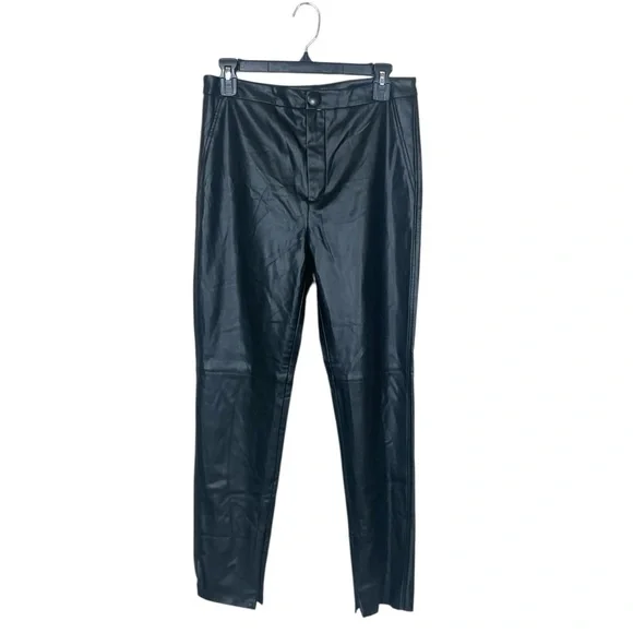 EUC Zara Black Faux Leather High-Waist Ankle Zip Pants - Picture 3 of 13